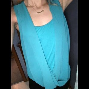 Teal open front top